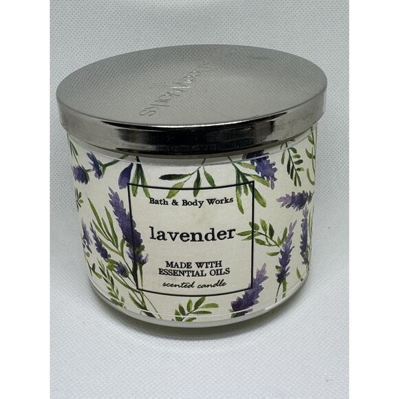 1 Bath & Body Works LAVENDER Large 3-Wick Filled Candle Made w/ Essential Oils - Picture 1 of 3